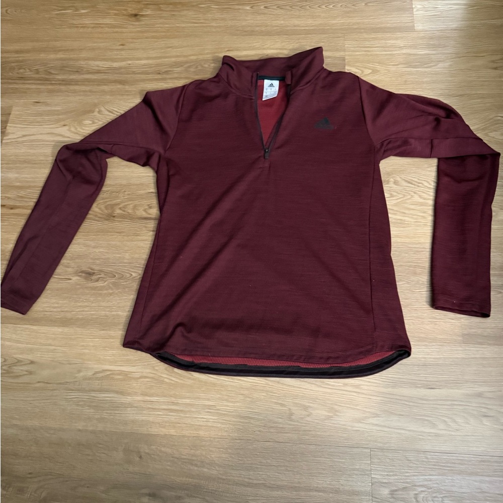 Adidas Maroon Quarter-Zip Top